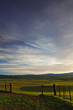 Open Gate and green rolling hills